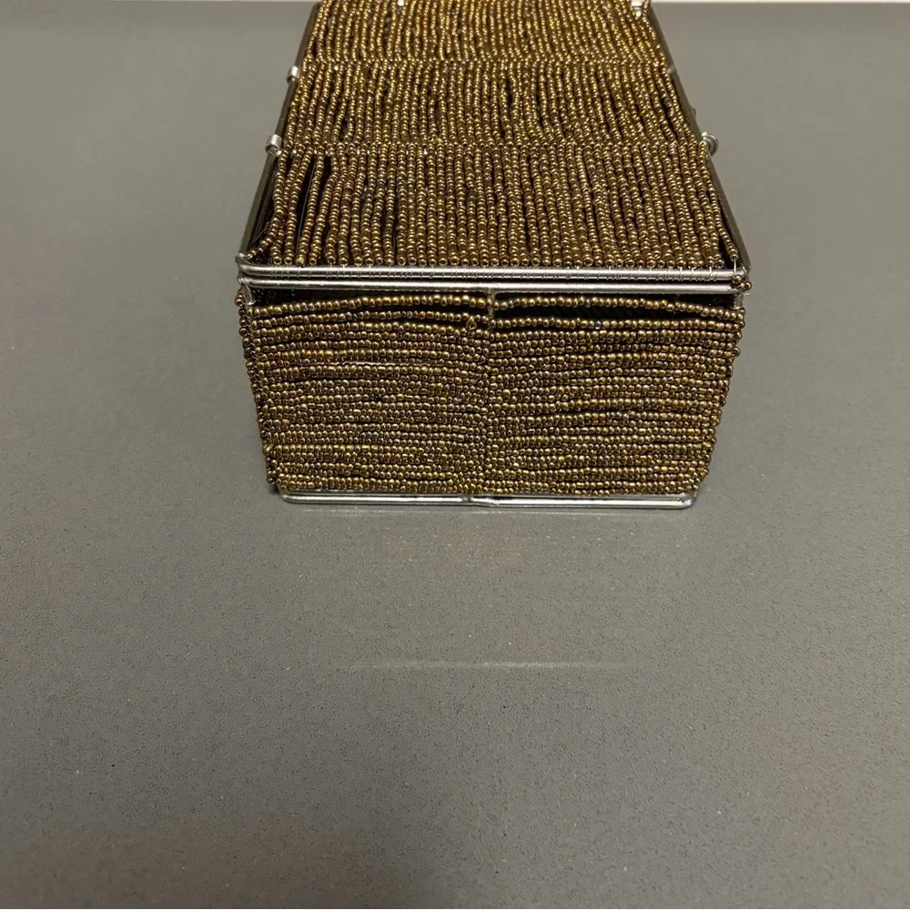 Pottery Barn Gold Beaded Box, Like New
